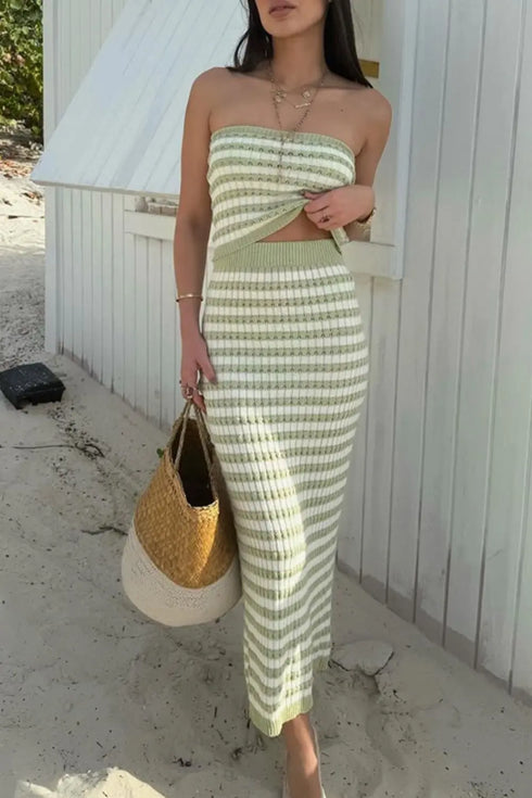 'Azura' Tube Top and Skirt Sweater Set - Celes Fashion